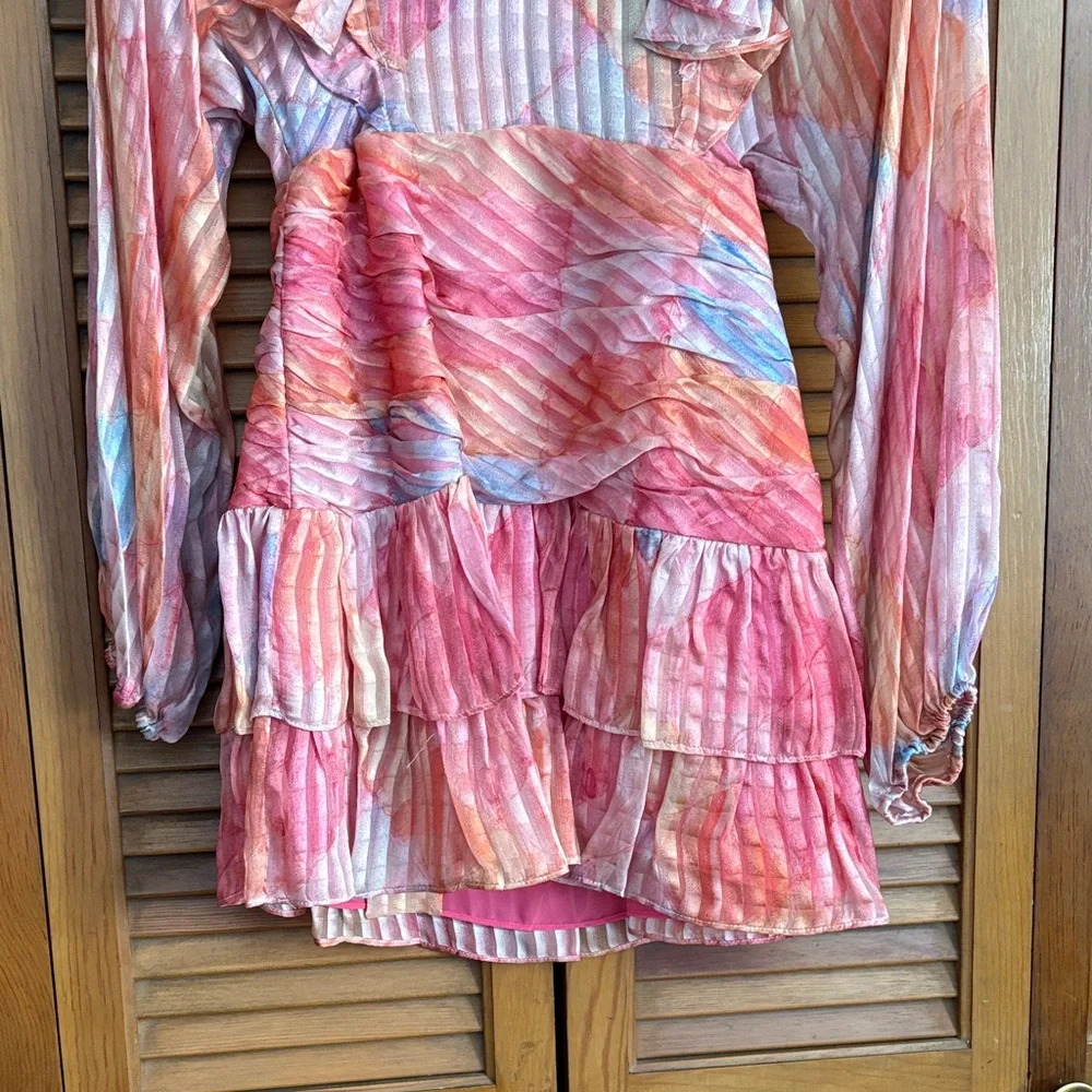 LoveShackFancy Pink Multi Ruffled Mini Dress - Picture 4 of 9